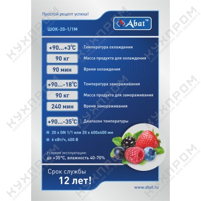 Шкаф шоковой заморозки ABAT ШОК-20-1/1М