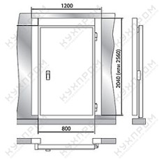 Дверной блок с распашной дверью 2040*1200*80 (св.пр.1850*800)